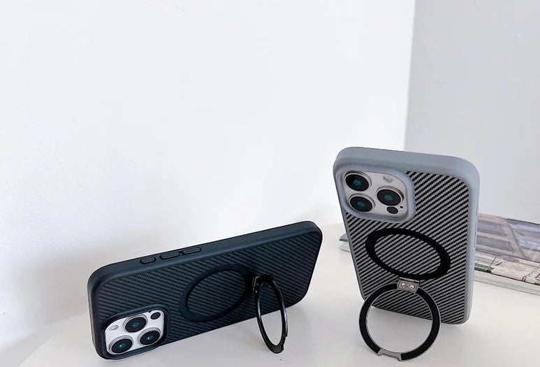 carbon fiber ring stand magsafe phone case For Iphone 15 pro max