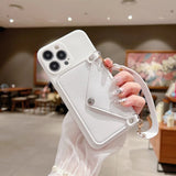 Card Wallet Lanyard Strap PU Leather Camera Protection Phone Case for I phone 14