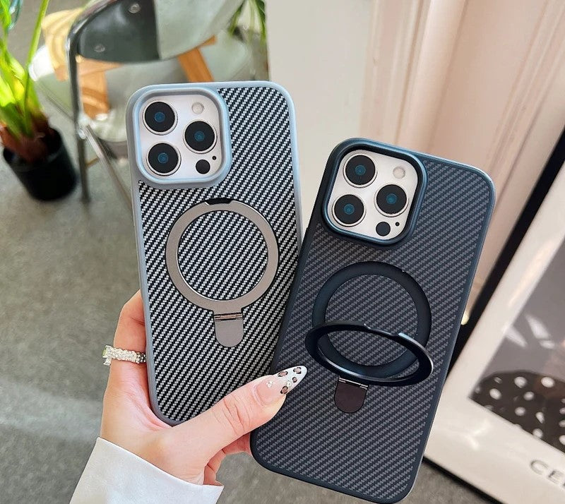 carbon fiber ring stand magsafe phone case For Iphone 15 pro max