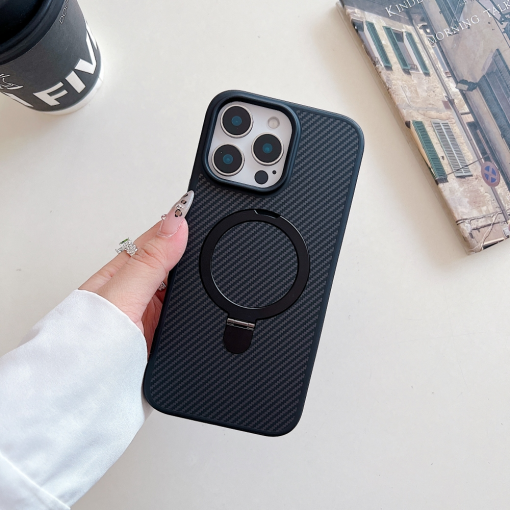 carbon fiber ring stand magsafe phone case For Iphone 15 pro max