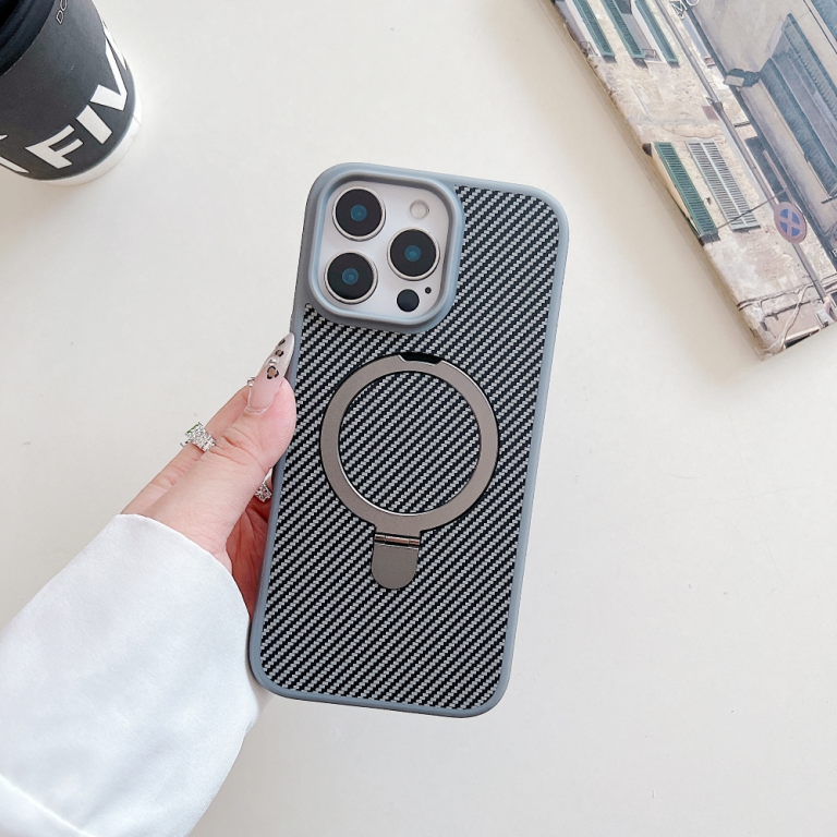 carbon fiber ring stand magsafe phone case For Iphone 15 pro max