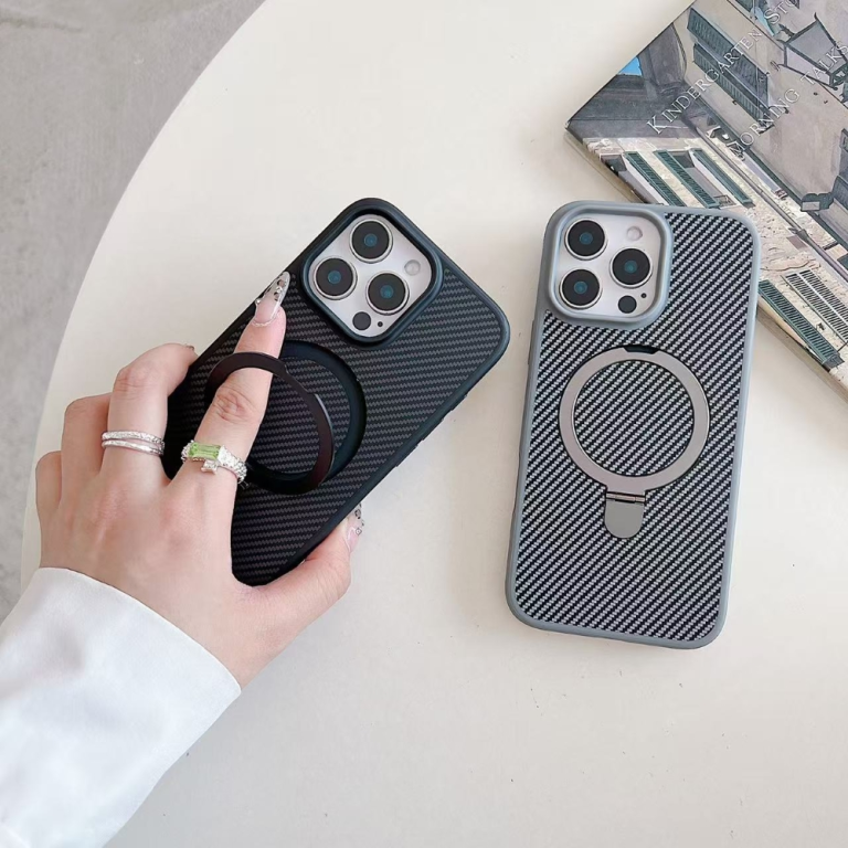 carbon fiber ring stand magsafe phone case For Iphone 15 pro max