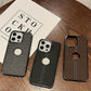 Leather Stitching Texture Logo Cut Phone Cover