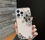 luxury camellia water diamond transparent phone case For Apple iPhone 14 Pro Max