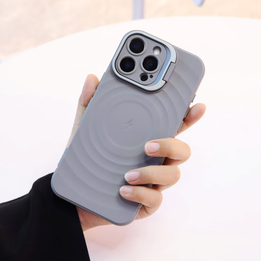 Matte Ripple Pattern MagSafe Silicone Phone Cover with Stand for Apple