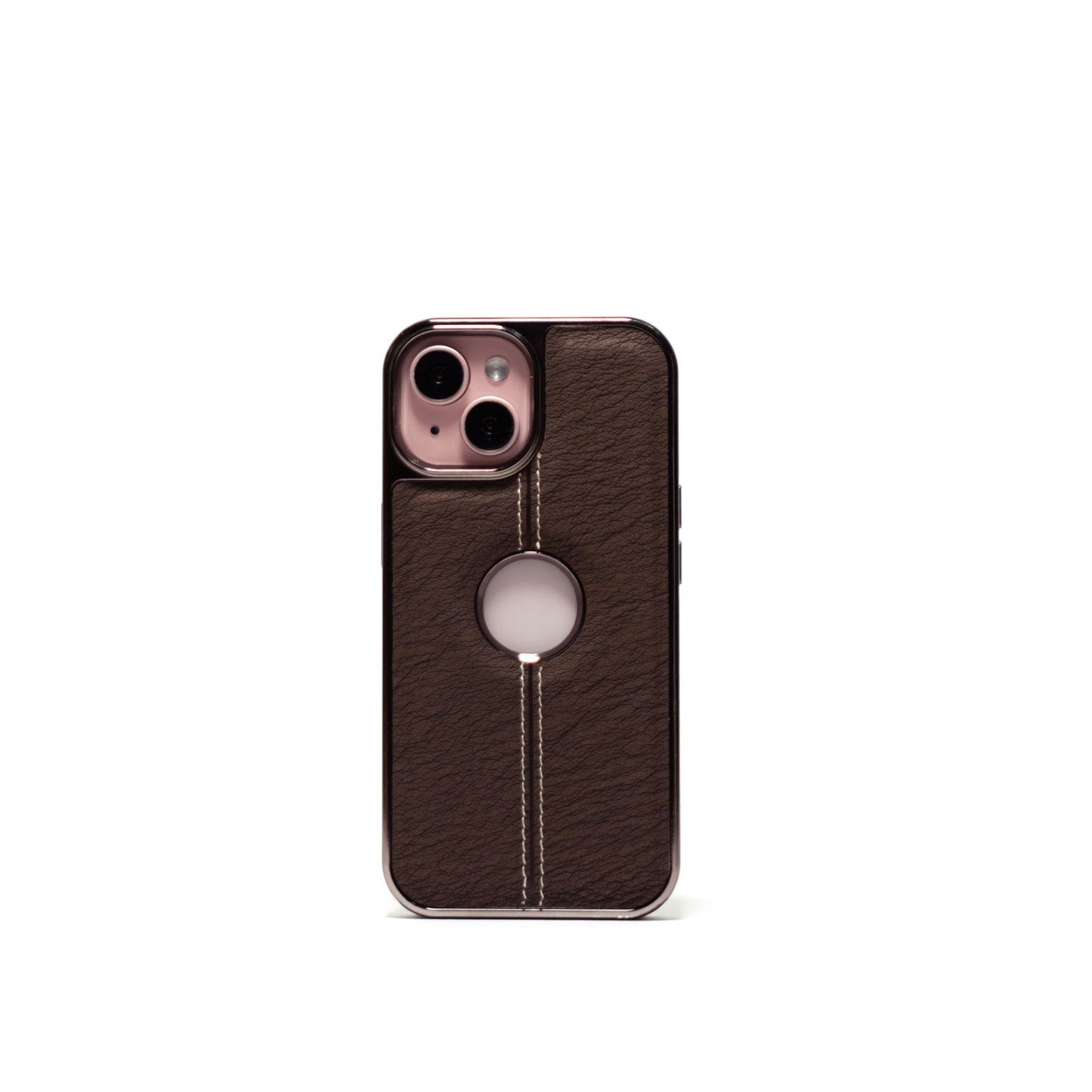 Leather Stitching Texture Logo Cut Phone Cover