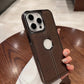 Leather Stitching Texture Logo Cut Phone Cover