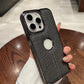 Leather Stitching Texture Logo Cut Phone Cover