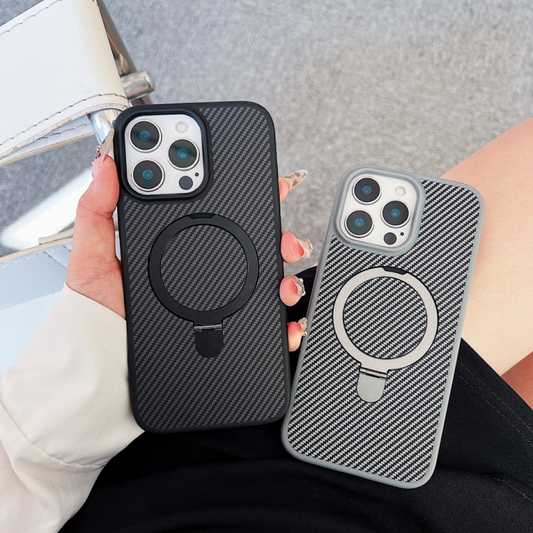 carbon fiber ring stand magsafe phone case For Iphone 15